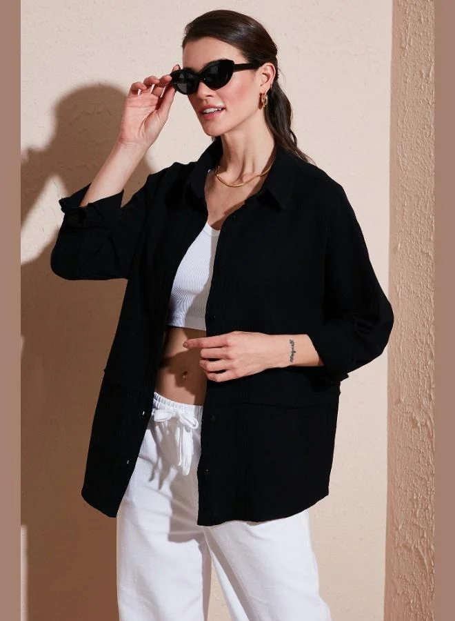 Lela Lela Cotton Regular Fit Muslin Shirt Women's SHIRT CF25S166905