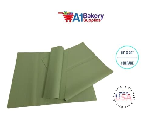 A1 Bakery Supplies Sage Green Light Olive Bulk Tissue Paper 15 Inch x 20 Inch - 100 Sheets Premium Quality Gift wrap Tissue Paper Made in USA - Image 5