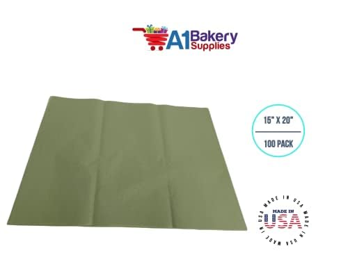 A1 Bakery Supplies Sage Green Light Olive Bulk Tissue Paper 15 Inch x 20 Inch - 100 Sheets Premium Quality Gift wrap Tissue Paper Made in USA - Image 4