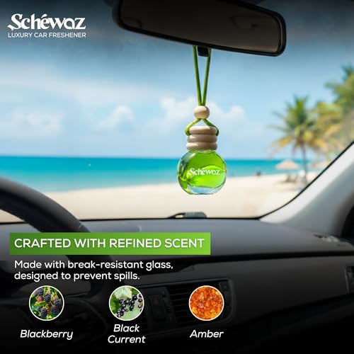 SHIVAJI Schewaz Luxury Hanging Car Freshener – X on the Beach A Touch of Coastal Italy in Every Drive | Fresh Citrus & Beach Breeze Fragrance | Long-Lasting Premium Car Perfume Upto 45 Days - Image 3