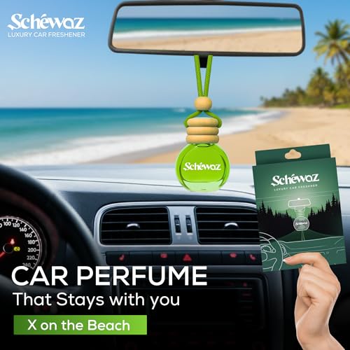 SHIVAJI Schewaz Luxury Hanging Car Freshener – X on the Beach A Touch of Coastal Italy in Every Drive | Fresh Citrus & Beach Breeze Fragrance | Long-Lasting Premium Car Perfume Upto 45 Days - Image 2