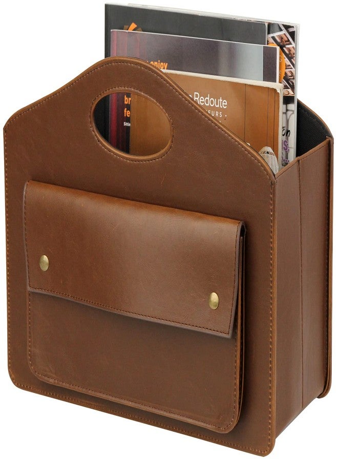 HofferRuffer Magazine Basket Holder, Foldable Magazine Rack, Document File Holder Organizer, File Folder, Newspaper Storage Bin Organizer for Home or Office, Home or Office (Brown) - Image 1