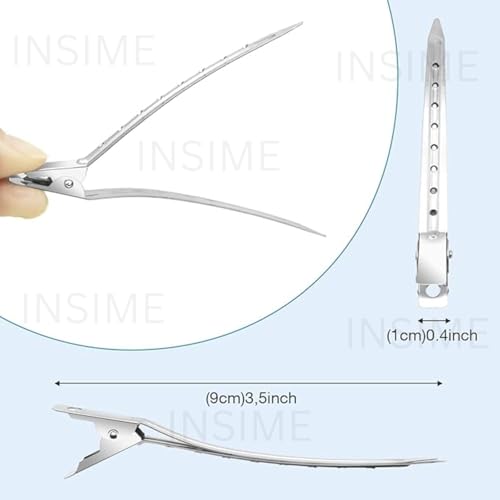 INSIME Alligator Section Clips for Hair Styling | Salon Steel Crocodile and Duckbill Clips for Women - Image 5