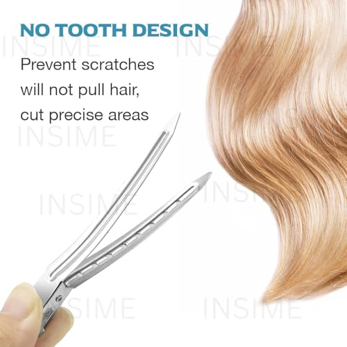INSIME Alligator Section Clips for Hair Styling | Salon Steel Crocodile and Duckbill Clips for Women - Image 4