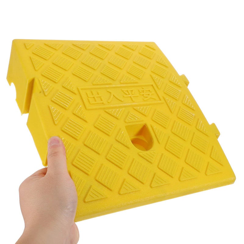 Pretrzoom Heavy Duty Driveway Curb Ramp 25x27x7cm Yellow Threshold Ramp for Cars Scooters Wheelchairs Loading Unloading - Image 4