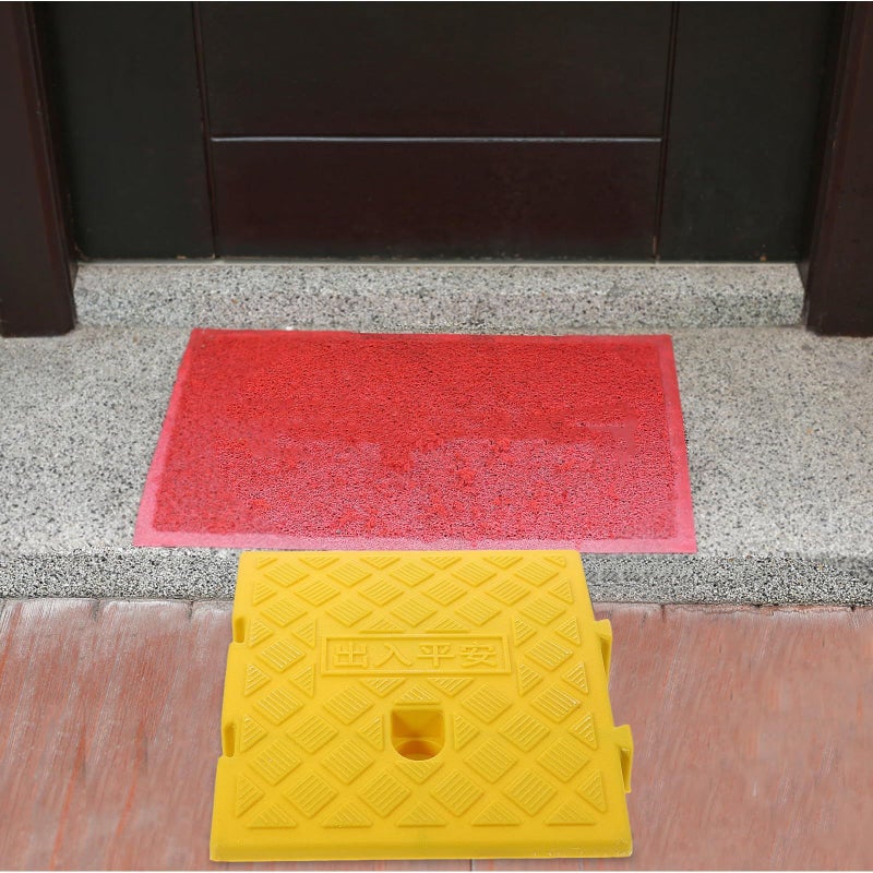 Pretrzoom Heavy Duty Driveway Curb Ramp 25x27x7cm Yellow Threshold Ramp for Cars Scooters Wheelchairs Loading Unloading - Image 5