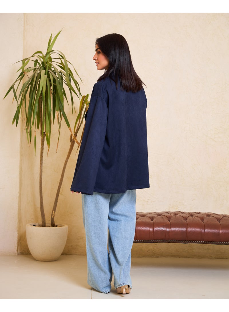 Dresscode Big Collar Navy Blue Jacket - Image 3