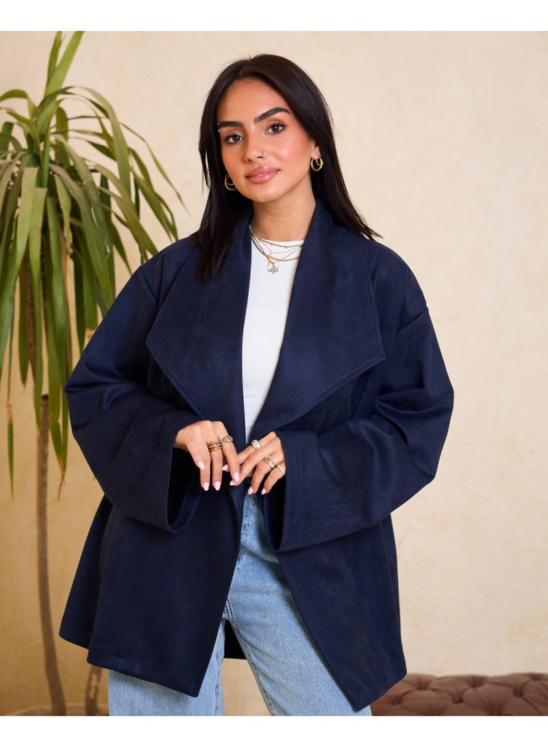 Dresscode Big Collar Navy Blue Jacket - Image 1