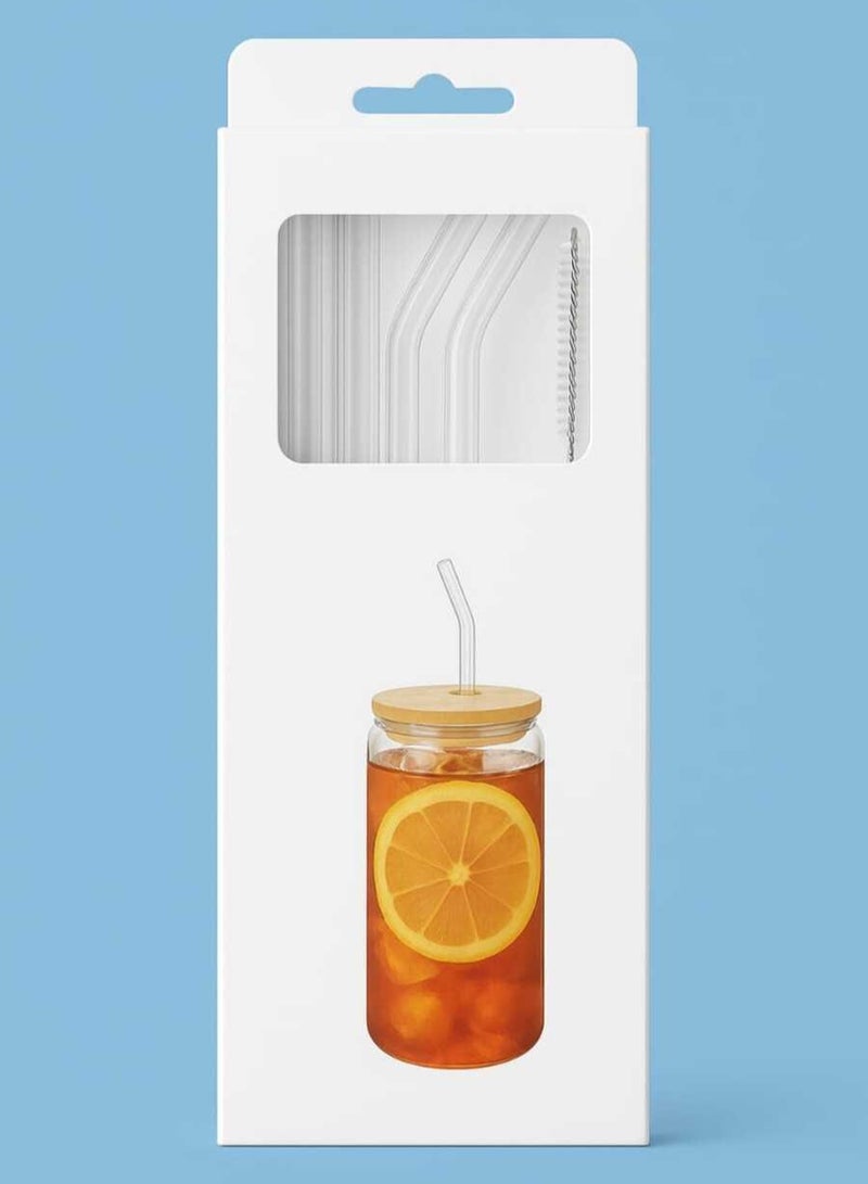 Glass Shalimo 4 pcs, heat resistant Shalimo, Transparent Shalimo, Reusable Shalimo, glass transparent Straw , glass drinking tube, non-disposable Shalimo, glass shalimo Plus 1 Brush for Cleaning, Shalimoh After Use - Image 1