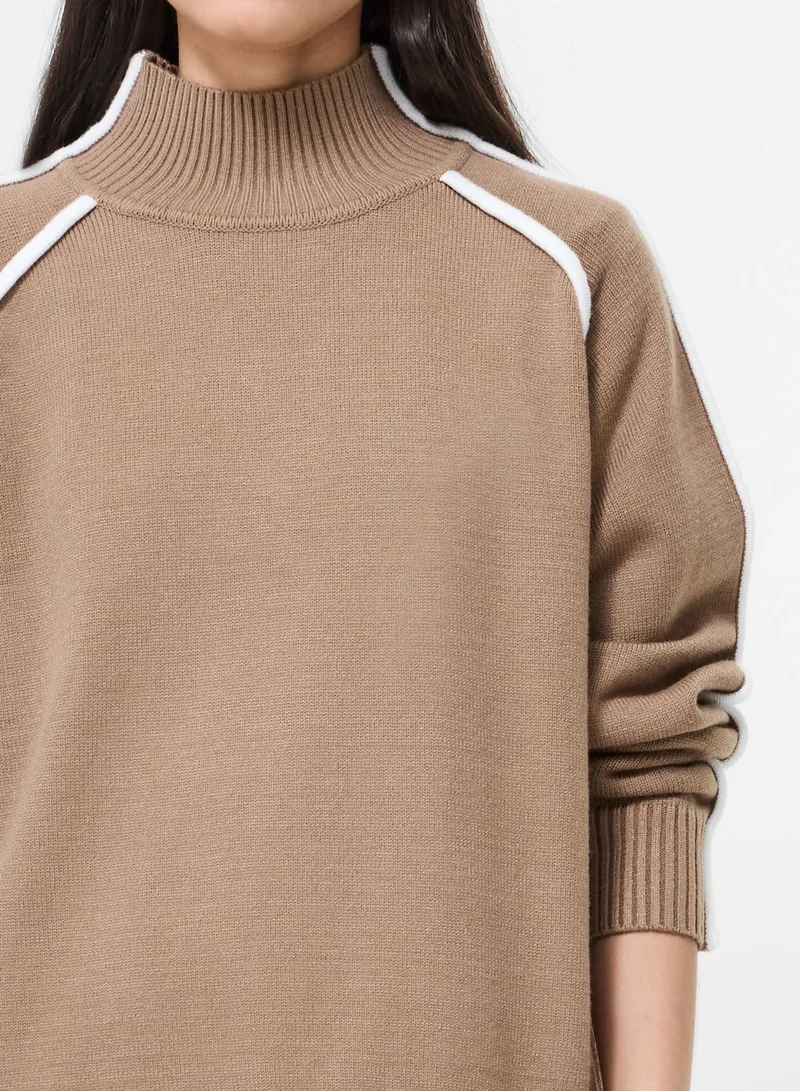 French Connection Camel/Porcelain Crm Jordan High Nk Ls Jumper for Women | Best Price UAE