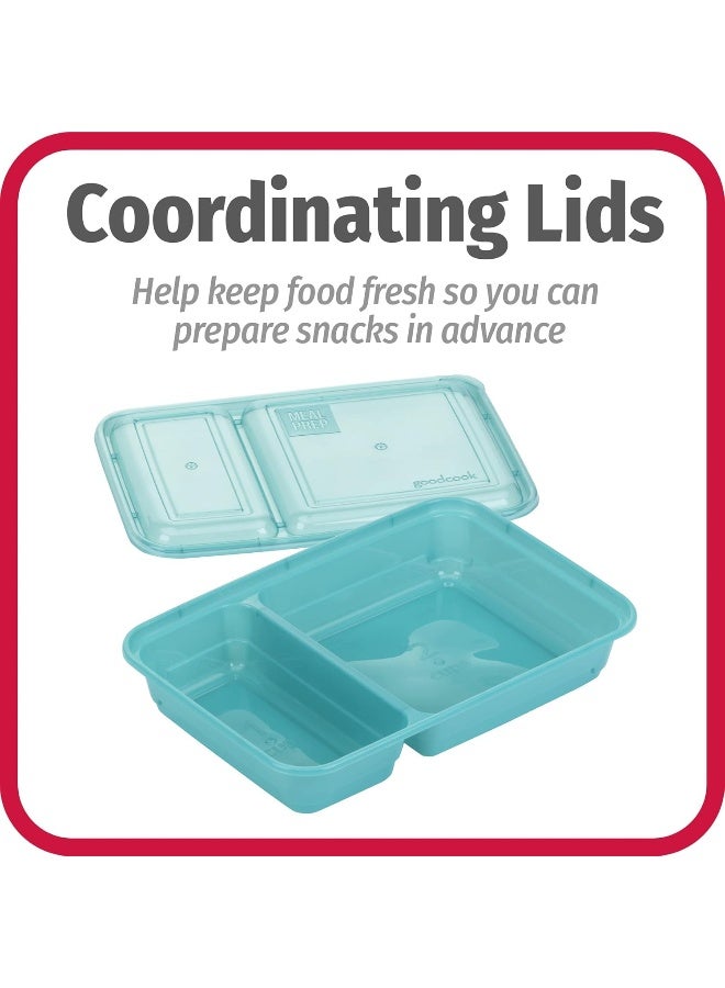 GoodCook Good Cook Meal Prep, 2 Compartment BPA Free, Microwavable/Dishwasher/Freezer Safe, Teal - Image 5