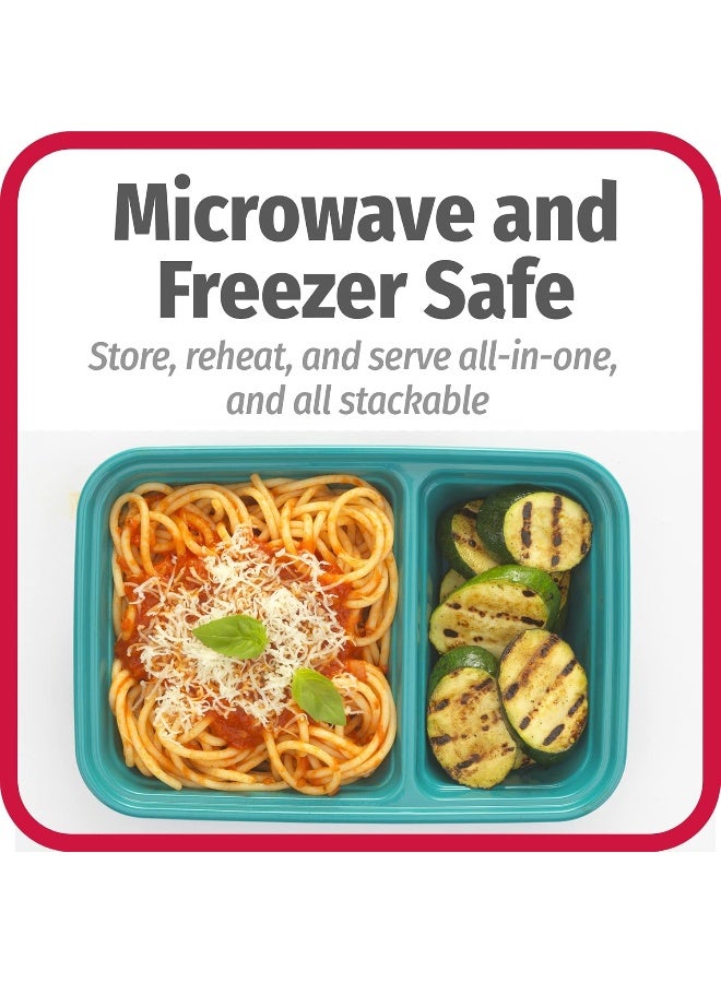 GoodCook Good Cook Meal Prep, 2 Compartment BPA Free, Microwavable/Dishwasher/Freezer Safe, Teal - Image 4