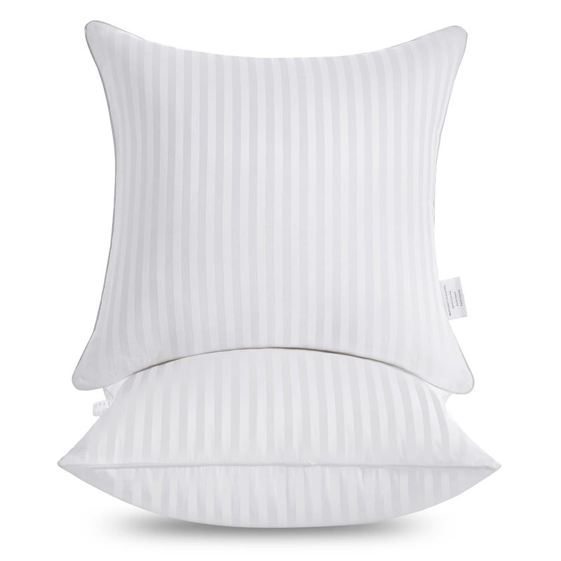 Oubonun Oubonun 16 x 16 Throw Pillow Inserts  Firm and Fluffy Decorative Square Pillows for Couch Bed Sofa with Soft Cotton Cover White Cushion with Down Alternative Pack of 2  - Image 1