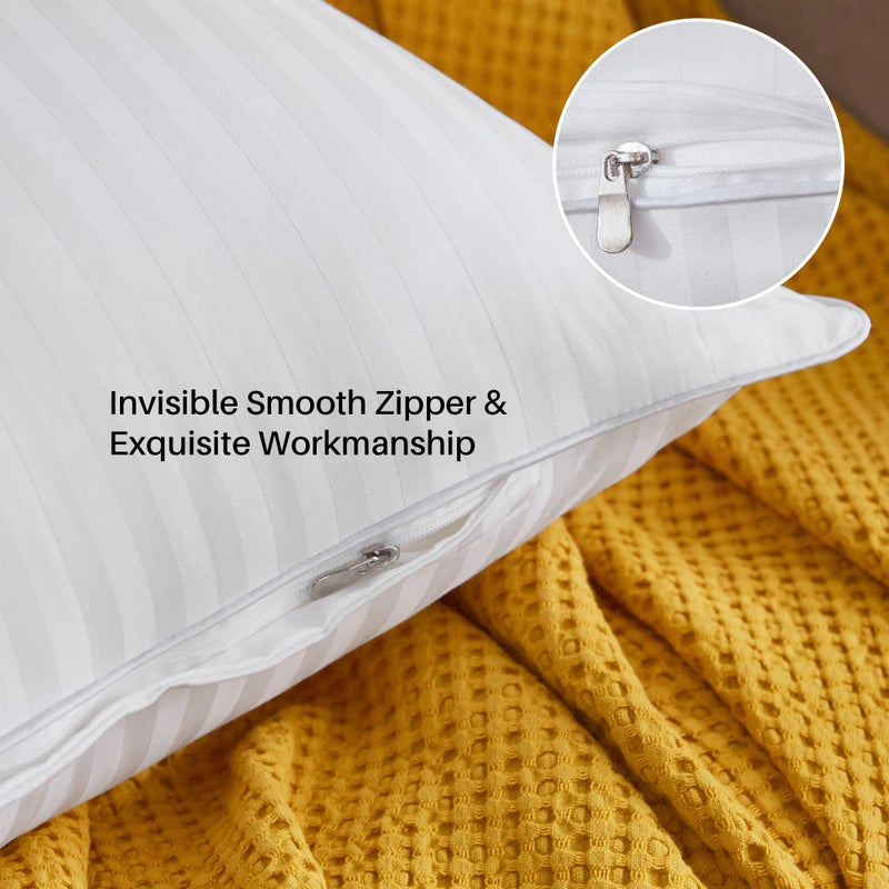 Oubonun Oubonun 16 x 16 Throw Pillow Inserts  Firm and Fluffy Decorative Square Pillows for Couch Bed Sofa with Soft Cotton Cover White Cushion with Down Alternative Pack of 2  - Image 5