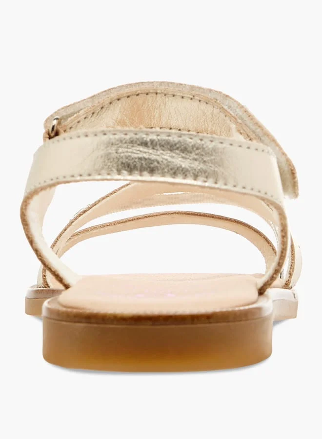 Pablosky Girls' Stone Embellished Sandals with Hook and Loop Closure