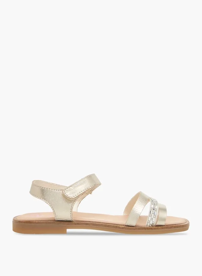 Pablosky Girls' Stone Embellished Sandals with Hook and Loop Closure