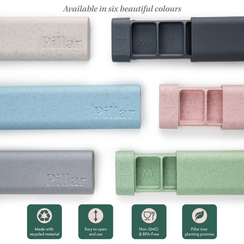 SEQUENCE Pillar Plus - Aesthetic 7 XL Day Pill Organizer | BPA-Free Wheat Straw Medicine Case | Pretty Travel & Home Tablet Vitamin Organizer | Cute Weekly Pill Box | Travel Medicine Organizer (Slate Grey) - Image 3