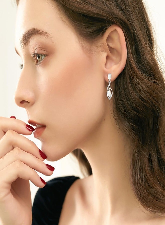 FANCIME Gift for Women October Birthstone Earrings for Her Teardrop Opal Earrings S925 Sterling Silver infinity Love Birthday Gifts for Mom Women - Image 3