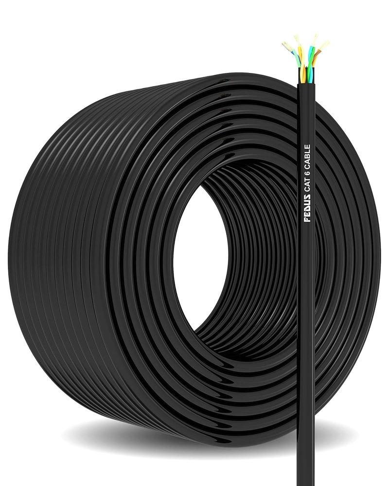 FEDUS 250 Meter Heavy Duty Outdoor Cat6 Cable Weatherproof/UV Resistant 10000mbps Ethernet Cable Suitable for Direct Burial Installations Ethernet Patch LAN Cable,Internet cable Network Cord Black - Image 1