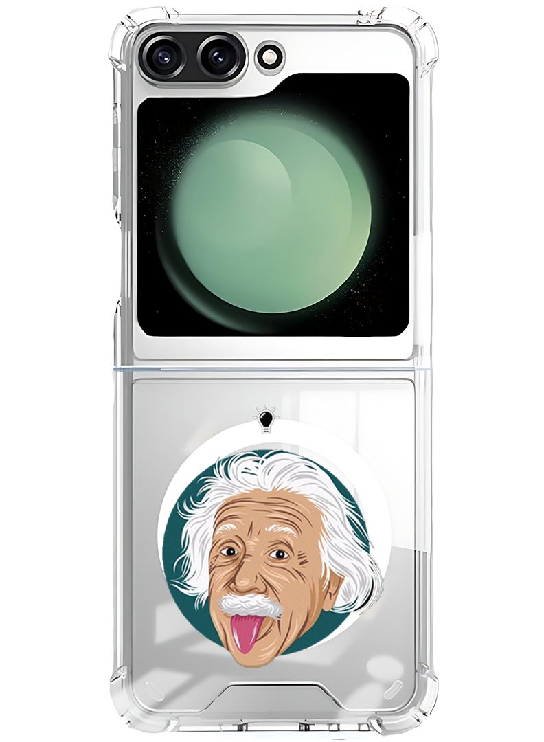 Theodor Magnetic Case for Samsung Galaxy Z Flip 5 Compatible with MagSafe Wireless Charging, Shockproof Phone Bumper Cover Einstein idea - Image 1