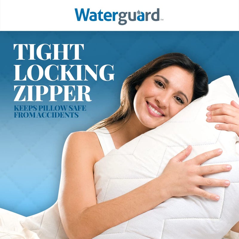 Waterguard Waterguard Waterproof Pillow Protectors Quilted  Zippered Pillow Cases  100% Cotton Top  Microfiber Filled Pillow Covers  Queen Size (20x30) Set of 4  - Image 4