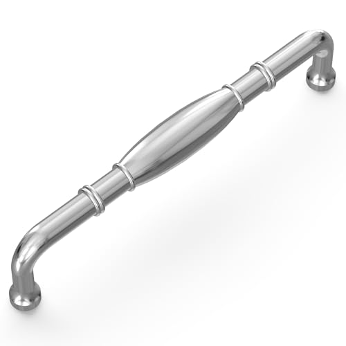Hickory Hardware 1 Pack Solid Core Kitchen Cabinet Pulls, Luxury Cabinet Handles, Hardware for Doors & Dresser Drawers, 5-1/16 Inch (128mm) Hole Center, Chrome, Williamsburg Collection - Image 2