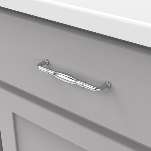 Hickory Hardware 1 Pack Solid Core Kitchen Cabinet Pulls, Luxury Cabinet Handles, Hardware for Doors & Dresser Drawers, 5-1/16 Inch (128mm) Hole Center, Chrome, Williamsburg Collection - Image 3