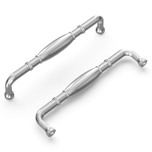 Hickory Hardware 1 Pack Solid Core Kitchen Cabinet Pulls, Luxury Cabinet Handles, Hardware for Doors & Dresser Drawers, 5-1/16 Inch (128mm) Hole Center, Chrome, Williamsburg Collection - Image 1