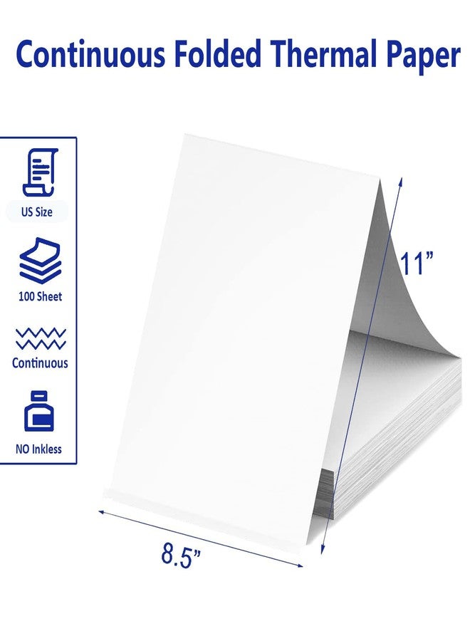 ECIFFO 100 Sheets US Letter Size Thermal Paper, 8.5 x 11 Inch Thermal Printer Paper for M08F/A40 Thermal Portable Printer, Continual Feeding Folded Printing Paper - Image 2