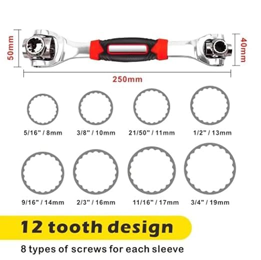 BARFILABABA BARFILABABA Universal Socket Wrench Tool8 in 1 Multi Tool Spanne Tools Socket Works with Spline Bolts Multifunction PassTorx 360 Degree 6Point Universal Repair Tools Multicolor  - Image 4