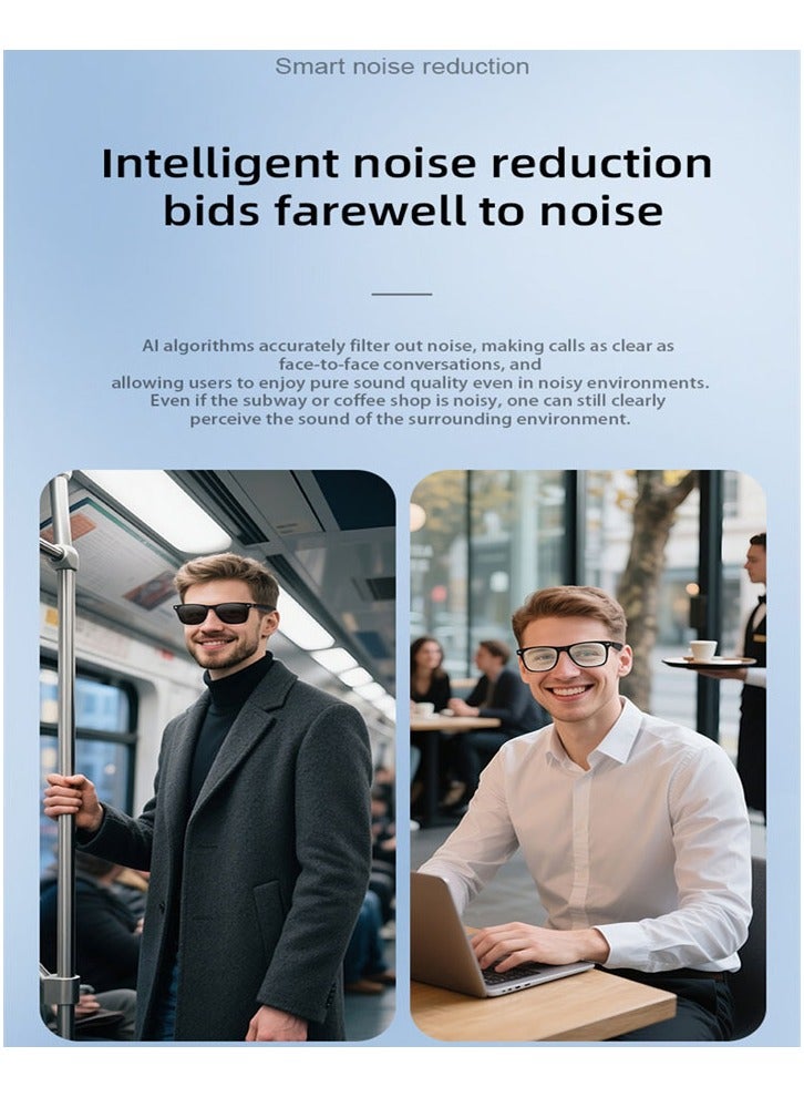 Smart Glasses, AI Bluetooth Glasses with Speaker, 144 Languages  Accents Real Time Translation, UV Protection AI Glasses with Bluetooth 5.4, Smart Sunglasses for Men  Woman (Noble Black) - Image 4