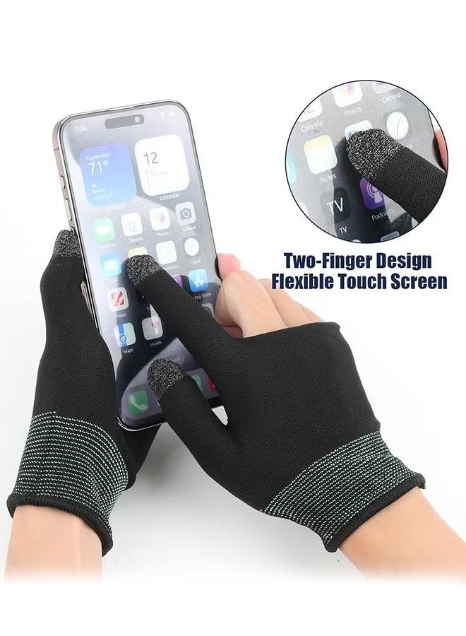 2Pcs Ultra-Thin Breathable Touchscreen Game Gloves,Touch Finger Gaming Glove Comfort Mobile Gaming Phone Gaming Gloves (Black and White) - Image 2