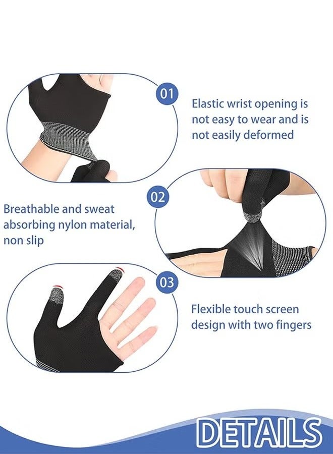 2Pcs Ultra-Thin Breathable Touchscreen Game Gloves,Touch Finger Gaming Glove Comfort Mobile Gaming Phone Gaming Gloves (Black and White) - Image 3
