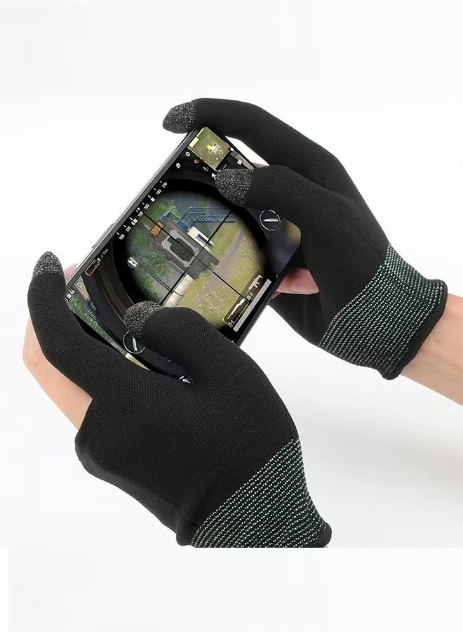 2Pcs Ultra-Thin Breathable Touchscreen Game Gloves,Touch Finger Gaming Glove Comfort Mobile Gaming Phone Gaming Gloves (Black and White) - Image 4