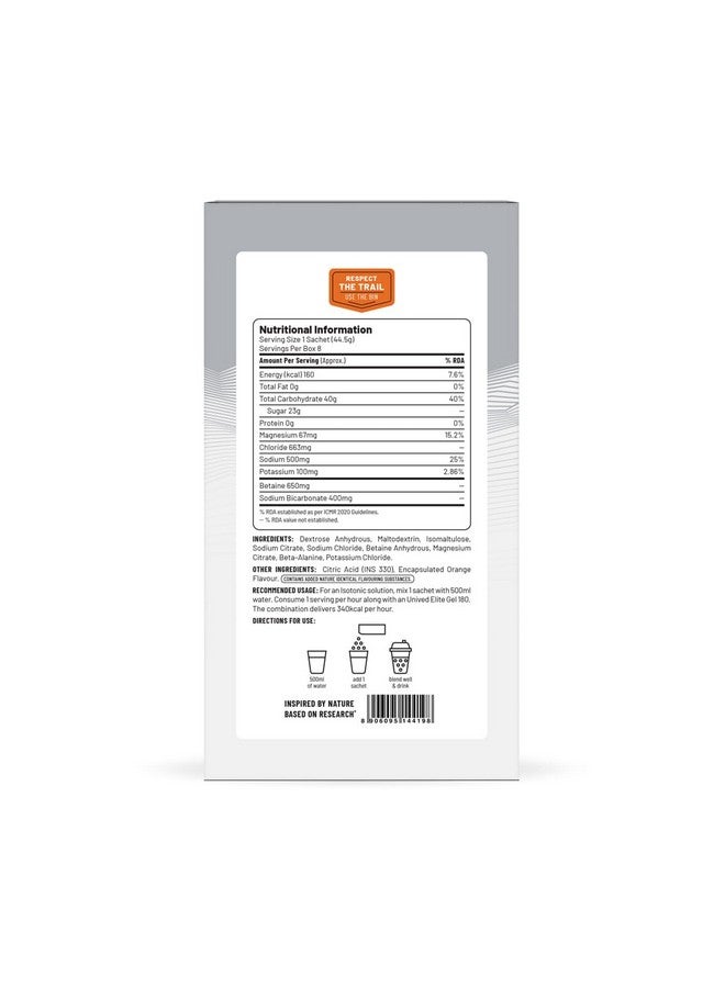 Unived Unived Elite Drink Mix 160 | Isotonic Energy Drink | 2:1 Ratio & 40g Carbohydrates with Betaine & Beta-Alanine | Endurance Athletes Sports Drink Orange Twist, 8 Pack  - Image 2