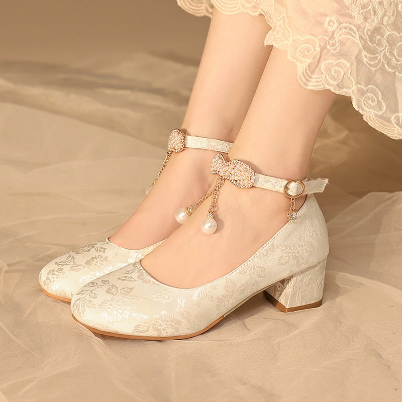 2024 Hanfu Cheongsam Shoes 28-43 Shallow Mouth Single Shoes With Guofeng Pearl - Image 5