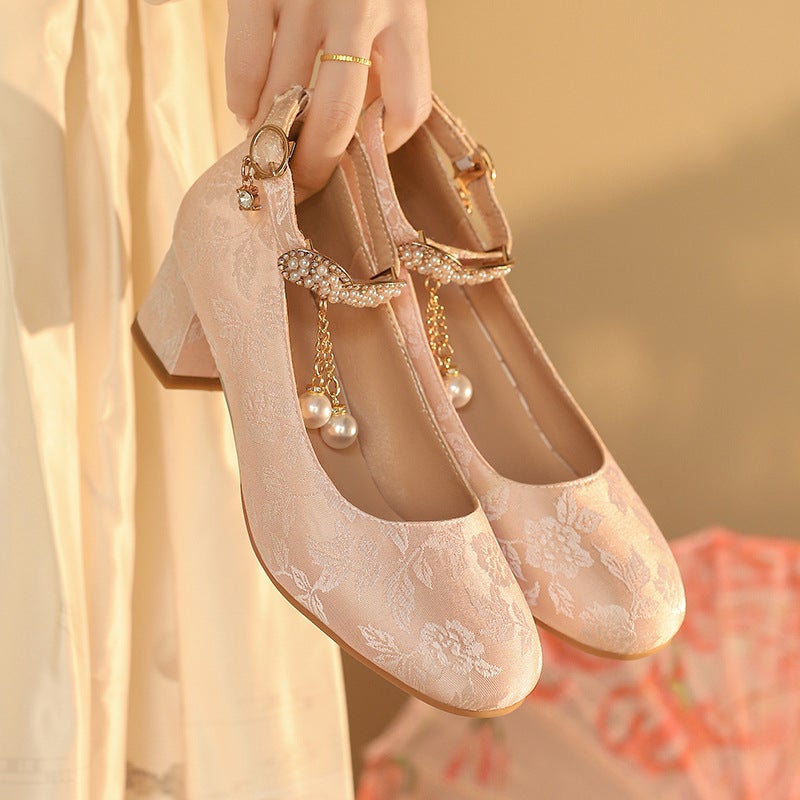 2024 Hanfu Cheongsam Shoes 28-43 Shallow Mouth Single Shoes With Guofeng Pearl - Image 2