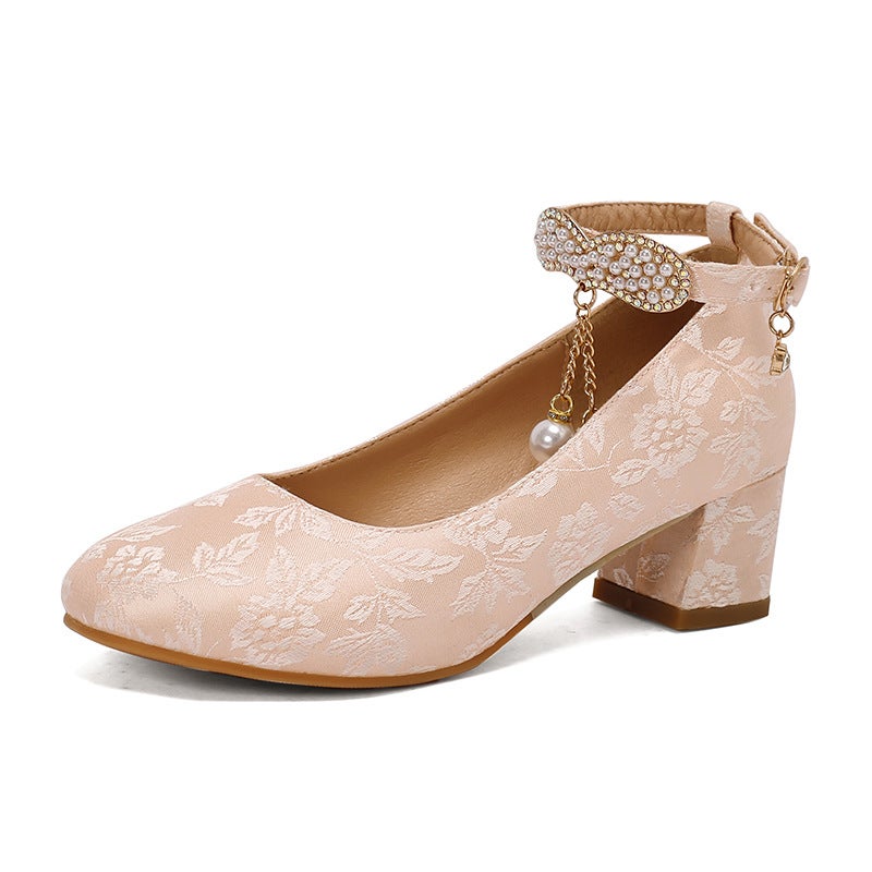 2024 Hanfu Cheongsam Shoes 28-43 Shallow Mouth Single Shoes With Guofeng Pearl - Image 1