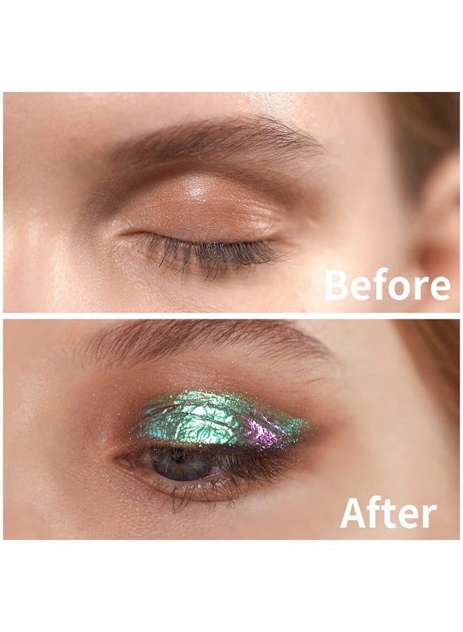 Multichrome Liquid Glitter Eyeshadow, Shimmer Eyeshadow Duochrome Eye Shadows, Quick Dry Long Lasting with No Crease High Pigmented Sparkling Eyeshadow (Violet-Blue-Pink #13)