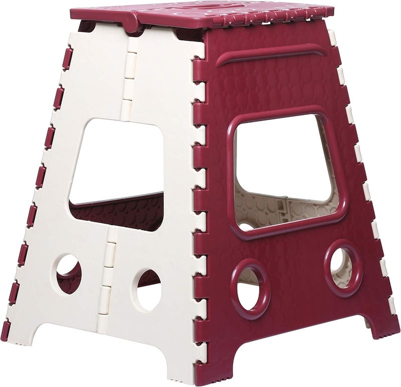 K3 18 Inches Super Strong Folding Step Stool for Adults and Kids, Kitchen Stepping Stools, Garden Step Stool,Office Stool,Kitchen Stool (Maroon) - Image 1