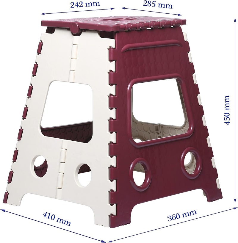 K3 18 Inches Super Strong Folding Step Stool for Adults and Kids, Kitchen Stepping Stools, Garden Step Stool,Office Stool,Kitchen Stool (Maroon) - Image 3