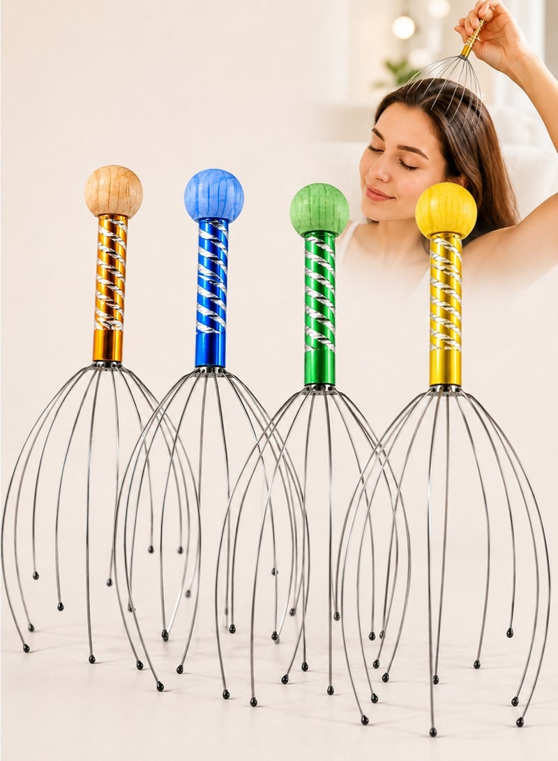 MiMi & BeiBei 4Pcs Scalp Massagers, 12 Fingers Head Massager, Head Scratcher for Head & Body Relaxing (4 Pack) - Image 1