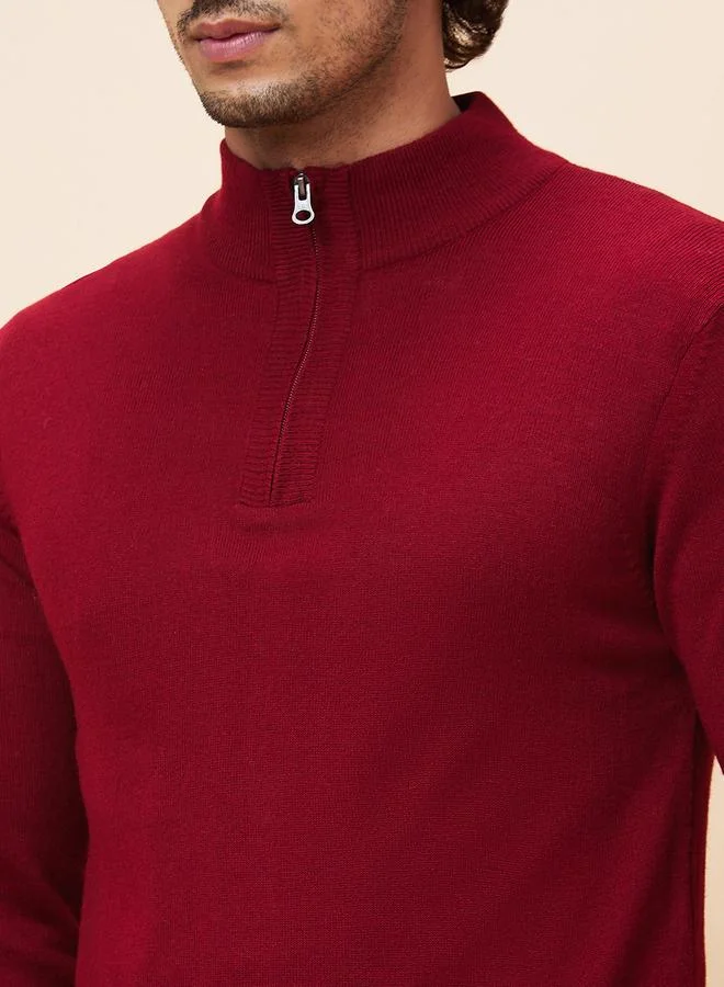 جلو باص بلوفر رجالي خمري من الأكريليك