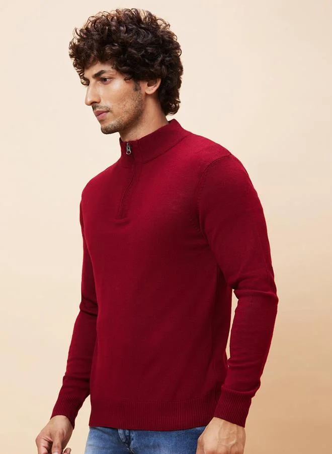 جلو باص بلوفر رجالي خمري من الأكريليك