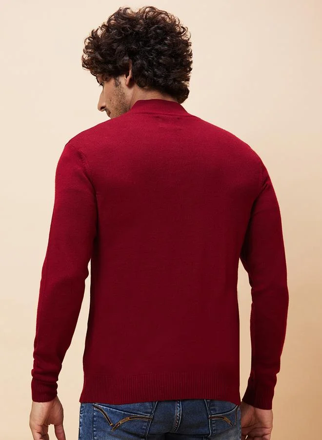 جلو باص بلوفر رجالي خمري من الأكريليك