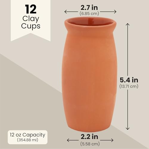 Okuna Outpost Cantaritos Clay Drinking Cups - 12 oz 12-Pack Brown - Handcrafted Reusable Mexican Coffee Mugs & Cups for Hot & Cold Beverages - Image 4
