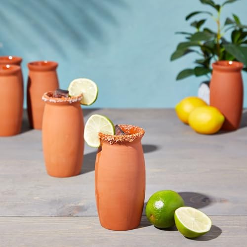 Okuna Outpost Cantaritos Clay Drinking Cups - 12 oz 12-Pack Brown - Handcrafted Reusable Mexican Coffee Mugs & Cups for Hot & Cold Beverages - Image 2