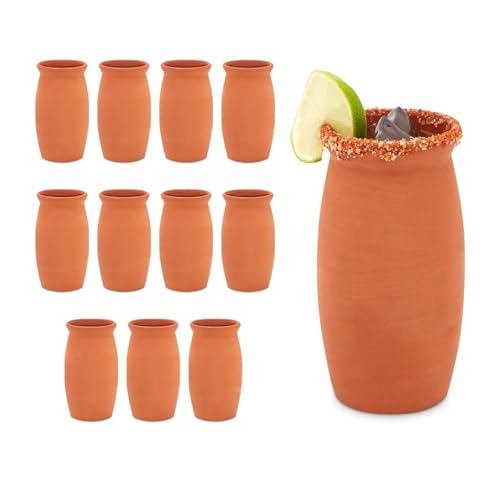 Okuna Outpost Cantaritos Clay Drinking Cups - 12 oz 12-Pack Brown - Handcrafted Reusable Mexican Coffee Mugs & Cups for Hot & Cold Beverages - Image 5
