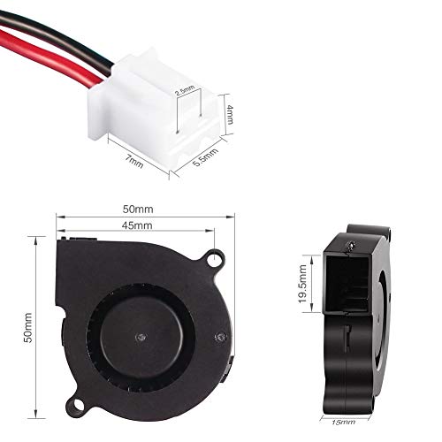 AiTrip 2Pcs 12V DC Brushless Blower Cooling Fan 50x50x15mm Fans for 3D Printer Humidifier Aromatherapy and Other Small Appliances Series Repair Replacement - Image 5