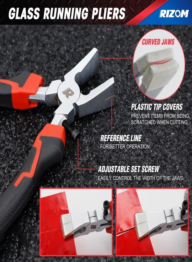 Rizom Glass Cutters Tools, Glass Cutter 2-20MM, 8" Glass Running Pliers with Curved Jaws, 6" Breaker Grozer Pliers, Glass Cutting Tool for Stained Glass, Tiles, Mosaic Cutting - Image 2